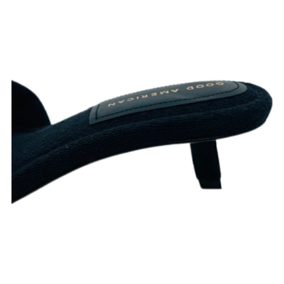 black Good American kickstand mule heels | black terry cloth kitten heel - Picture 8 of 9